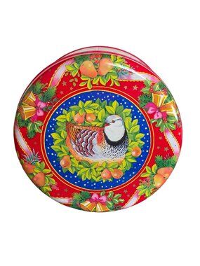 Vintage 1992 Lilian Vernon Bird Nesting Bell Fruit Christmas Tin